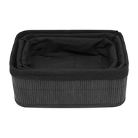 Lot de 3 paniers de rangement pliables rectangulaires en bambou naturel, écologiques et modernes, avec doublure, pour usage domestique et commercial