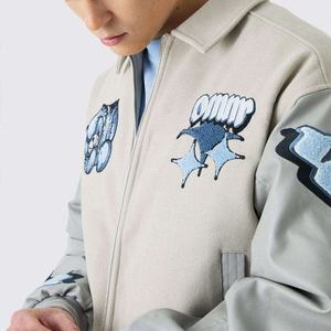 الشركة المصنعة ، سترات البيسبول الرجالية المصنوعة من الصوفي غير الرسمية المرقعة - Product Image 3