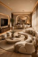 Ensemble de table à manger royale 10 places avec plateau en marbre blanc et chaises, design complet pour villa résidentielle privée