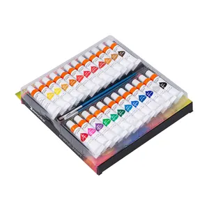 Acrylic paint set 24 kinds of rich colors 12 art painting brush gift painting art knife sponge for painting canvas ceramics