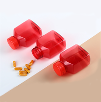 150cc Carré PET Rouge Pilules Bouteilles Médical Capsule Bouteille