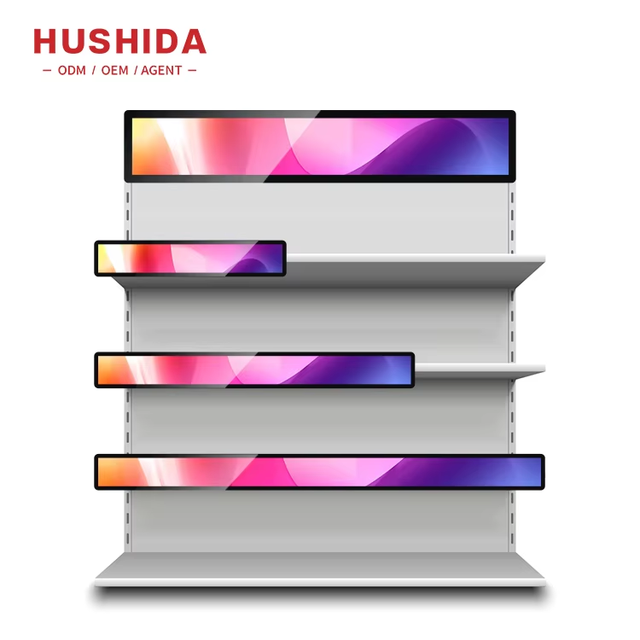 19.5/24/28/34/43 Inch Stretched Bar LCD Screen with Android Video Player for Retail Store Elevator Advertising SDK Function