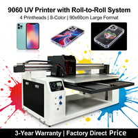 Impresora UV DTF Híbrida 9060 con Cabezal de Impresión XP600, Tinta de Rollo a Rollo para Acrílico, Metal, Vidrio y Carcasas de Teléfono