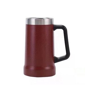 Wholesale Beer <b>Cup</b> 24Oz Grip 304 Stainless Steel Vacuum Beer Stein Mug With Handle Lid - Product Image 5