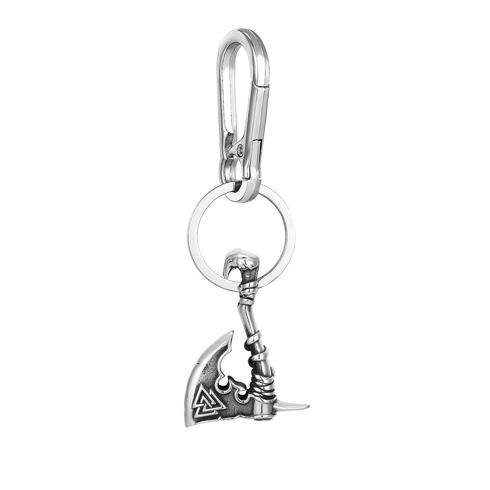 Steel-colored pendant metal keychain