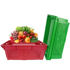 Vente en gros d'usine de caisses en plastique bon marché Conteneur de stockage de fruits et légumes de supermarché Paniers en plastique Caisses de fruits - Product Image 2
