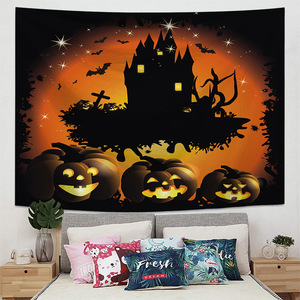 Alta Impresión Digital Halloween espeluznante calabaza Casa Encantada casa decoración pared colgante de pared tapiz - Product Image 3
