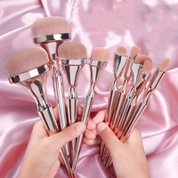 Ensemble de pinceaux de maquillage rose 11 pièces pinceau cosmétique Premium pour fond de teint Blush pinceau de maquillage marque privée