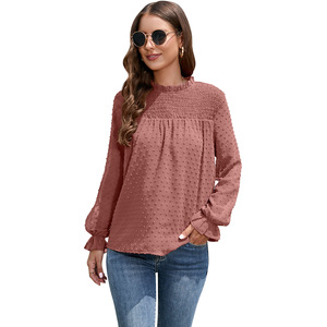 <span class=keywords><strong>เสื้อ</strong></span>ลำลองแฟชั่นสำหรับฤดูใบไม้ผลิฤดูใบไม้ร่วงฤดูร้อนเสื้อเชิ๊ตแขนยาวผ้าชีฟองระบายอากาศยาวสั้นคอ - Product Image 3