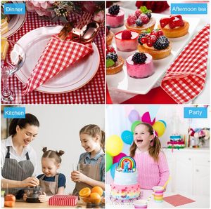 Tấm 100 dùng một lần màu đỏ trắng gingham rô khăn ăn cổ điển trâu kẻ sọc 3 lớp 13x13 khăn giấy màu 3-ply Túi - Product Image 3