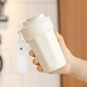 Manufacture Custom Fashion Vacuum Insulated Stainless Steel Travel <b>Coffee</b> Mug with logo Handle Straps - Product Image 3