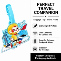 Etiqueta de Equipaje de PVC con Diseño de Mono de Dibujos Animados, Etiqueta de Identificación de Equipaje de Goma Suave Personalizada, Diseño de Personaje Adorable con Patrón de Tren Urbano