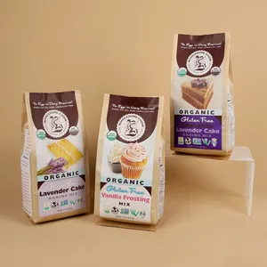 Custom Kraft Paper Recyclable Pouch Flat Bottom Zipper Bag Custom Printed High Quality Snack Packaging Bag