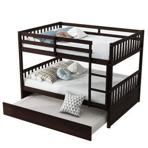 Solid <b>Wood</b> <b>Bunk</b> <b>Bed</b> With Trundle Reddish Brown Twin Size For Kids Bedroom Furniture - Product Image 5