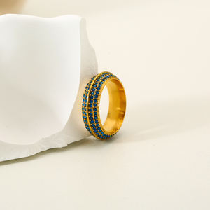 चार पंक्तियों ने 5a जिरकॉन ब्लू टर्नक्विज़ रंगीन जिरकॉन भारी उद्योग रिंग स्टेनलेस स्टील लक्जरी अंगूठी वाली महिलाओं के लिए - Product Image 6