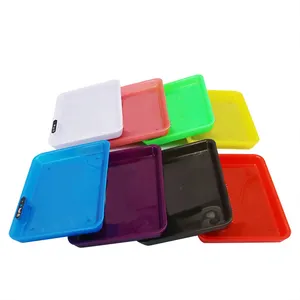 Free Sample Custom Logo Led Rolling Tray Glow In The Dark Light Up Tray Chargeable Plastic Serving Tray