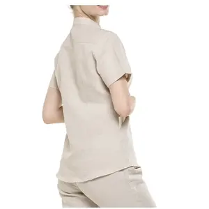 Camicia da donna in lino con colletto, stile coreano, merchandising personalizzato - Product Image 3