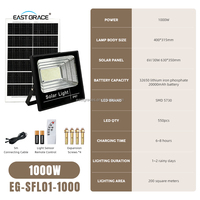 Projecteur solaire haute puissance 1000W, étanche IP67, extérieur, batterie 20000mAh, 200 ㎡   Éclairage de grande surface pour la sécurité des jardins et des cours