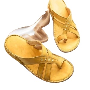 Nuove Ciabatte da Donna con Tacco a Zeppa, Infradito da <span class=keywords><strong>Esterno</strong></span> con Punta Avvolta, Ciabatte Trendy a Fondo Piatto - Product Image 1