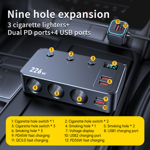 226W 9IN1 1-meter Extension <b>Cable</b> Newly Upgraded Gan Chip Dual PD Ports Simultaneous <b>Charging</b> of Multiple Products Car Charger - Product Image 5