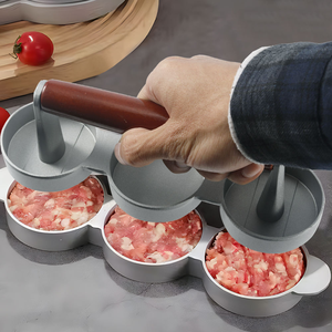 Üçlü <span class=keywords><strong>Burger</strong></span> Köftesi Presi Alüminyum Manuel <span class=keywords><strong>Burger</strong></span> Presi Biftek ve Turta İçin İki Delikli Ev Mutfak Kullanımı - Product Image 6