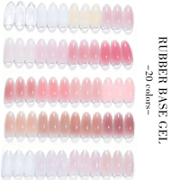 ZRKGEL Kit Professionnel de Vernis à Ongles Gel Base Caoutchouc à Faible Chaleur, 20 Couleurs, Sans HEMA/TPO, Longue Durée, Base UV Constructrice pour Salon