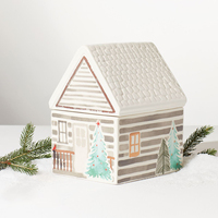 Récipient de stockage des aliments 3D personnalisé Cute cartoon decorated Ceramic Santa Forest Cabin cookie candy jar