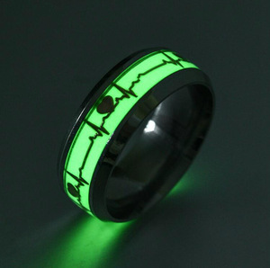 Luminous Stainless Steel Durable <b>Couple</b> <b>Ring</b> Heart Beat Design Finger <b>Ring</b> for Unisex Luminous Glow in the Drark <b>Ring</b> - Product Image 3