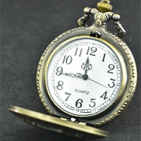 Montre de poche analogique en alliage de la marque JX, modèle Pocket Watch-036X, avec fonction heure mondiale, style antique, couleur bronze bleuté, très vendue