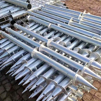 Pieux de fondation hélicoïdaux photovoltaïques solaires pré-encollés avec ancrages en ciment, galvanisés à chaud, en acier au carbone Q235, 80/100 mm