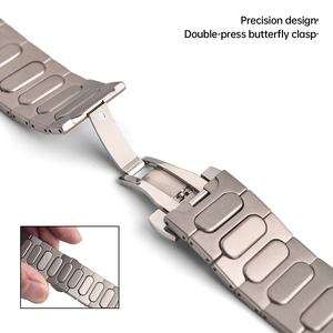 JAETIUM Correa de Reloj Ajustable de Titanio Premium de 3 Eslabones, Brazalete de Metal Ligero Mate con Cierre de Mariposa de Doble Empuje - Product Image 2