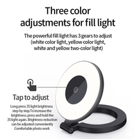 Anneau Lumineux LED Pliable et Rechargeable, Rotation à 180°, 3 Modes, Magnétique, pour Selfie et Maquillage, Compatible Tous Téléphones