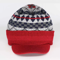 Gorro de Punto con Diseño Fair Isle, con Visera y Forro Polar, para Hombre y Mujer