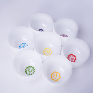 7 Chakra Crystal Singing Bowl Set Chakra Sign Symbol 7 Paternoster cristallo di quarzo smerigliato campane tibetane mazzuolo <span class=keywords><strong>e</strong></span> O-ring - Product Image 5