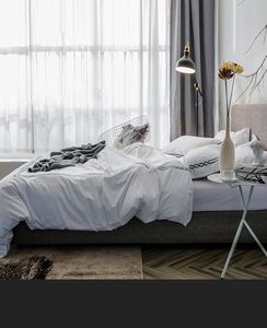 棉大号棉缎酒店床上用品套装羽绒被白色和黑色或定制羽绒被覆盖刺绣 - Product Image 4