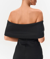 Robe de soirée Maxi noire à épaules dénudées avec strass pour femmes personnalisées Robe de soirée formelle moulante à fente haute
