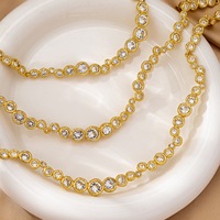 Cadena de Eslabones de Cobre con Baño de Oro de 18K, Diseño Original de Genius, Estilo Moderno, Elaborada, con Circonitas, para Mujer, Aniversario