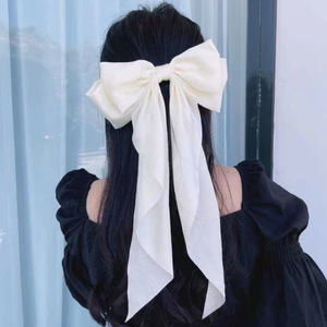 Diskon besar jepit rambut pita Satin merah muda elegan jepit rambut pita Satin panjang dengan Aksesori jepit rambut busur anak perempuan logam - Product Image 3