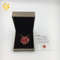 Kalung Mawar Berlapis Emas Paling Populer, Kalung Liontin Bunga Mawar Asli Romantis, Hiasan Bunga untuk Hadiah Pernikahan
