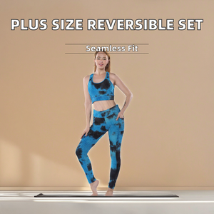 Nuevo Conjunto de Yoga Reversible de 2 Piezas para Mujer, Talla Grande, Spandex/Poliéster, Ligero, Sin Costuras, Transpirable, Ropa Deportiva - Product Image 2