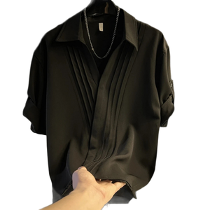 Nouveau T-shirt décontracté à manches courtes en coton tricoté imprimé pour homme - Style américain rétro coupe ample pour l'été - Product Image 1