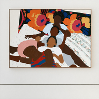 Peinture à l'huile abstraite sur toile, motif visage abstrait et fleur orange, technique impasto, taille personnalisée, vente en gros directe usine