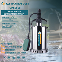 Pompa Air Taman Rumah Tangga Kecil Grandfar 550W 10M, Impeller Plastik Stainless Steel, Pompa Air Celup untuk Air Bersih