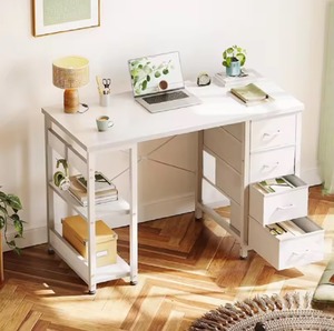 Coiffeuse blanche SENYU avec tiroirs et étagères pour rangement de chambre - Product Image 4