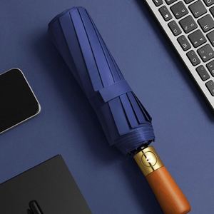 Automatic <b>Umbrella</b> With Wooden Handle 12-Rib Reinforced <b>Windproof</b> Business Fully Automatic Men Sun and Rain <b>Umbrella</b> - Product Image 5