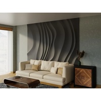 Panneau mural décoratif 3D en relief à motif vague, motif de sculpture sur bois CNC, panneau mural 3D moderne pour la décoration intérieure