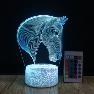 Đèn LED Ban Đêm 3D Illusion Đèn Horse Head Shape 7 Màu Sắc Thay Đổi Bé Phòng Ngủ Đèn Ngủ - Product Image 1