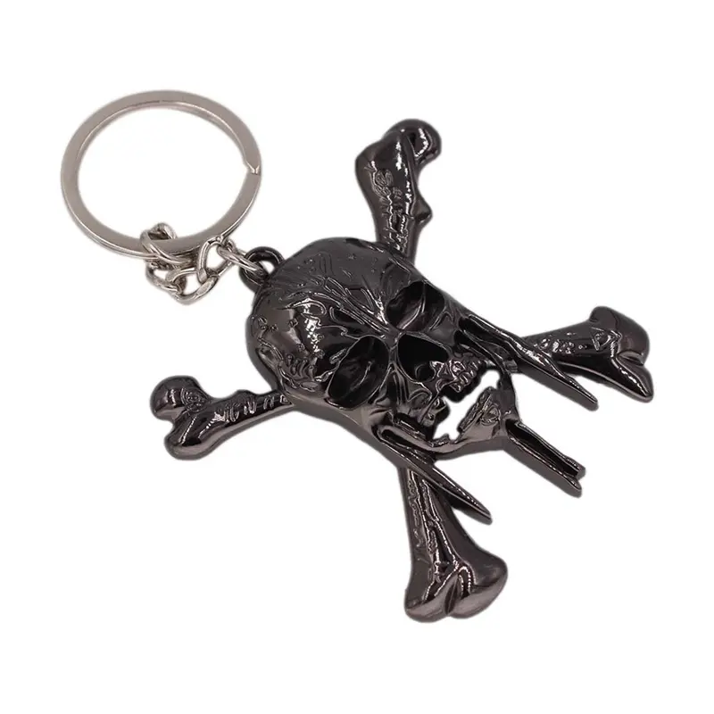 Cool 3D design rhinestone crystal metal skull keychain gumetal plating keychain for promotion and souvenir