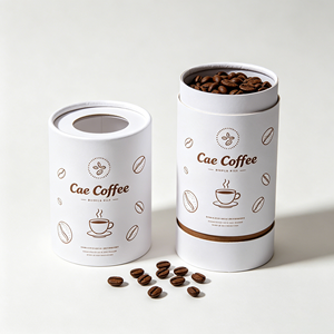 Custom Coffee Bean Cylinder Paper <b>Box</b> With Clear <b>Display</b> Window Custom Logo Kraft Tube For Coffee Bean Retail Gift Packaging - Product Image 6
