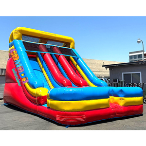 Structure gonflable double toboggan avec mur d'escalade <span class=keywords><strong>pour</strong></span> événements, fêtes d'<span class=keywords><strong>anniversaire</strong></span> et festivals – Toboggan commercial double voie humide/sec - Product Image 2